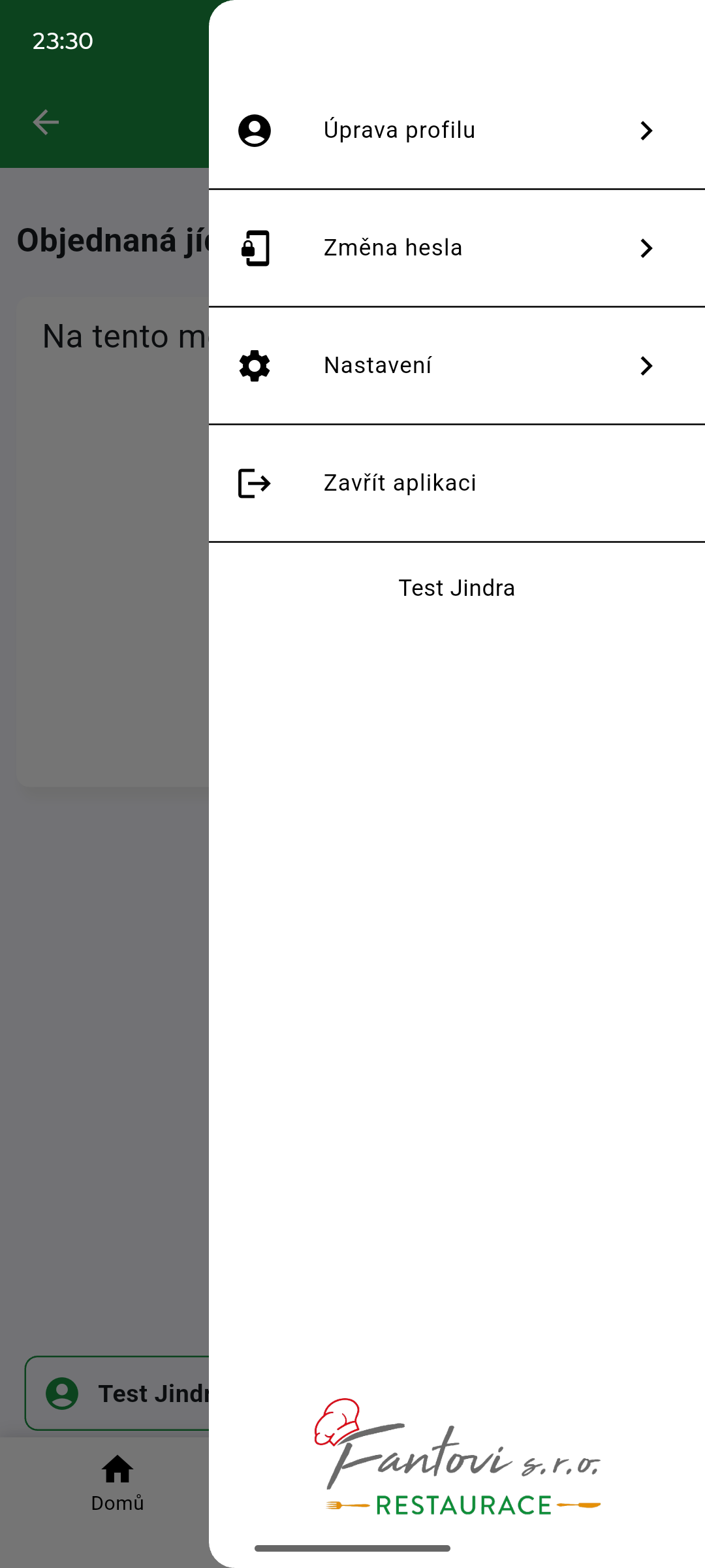 White-label — detail objednávky v aplikaci Fantovi